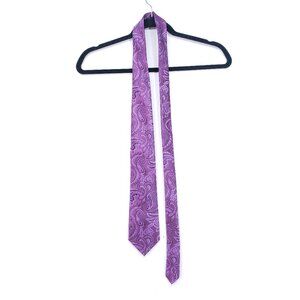 Hisdern Classic Paisley Purple Jacquard Mens Tie Necktie Hand Made